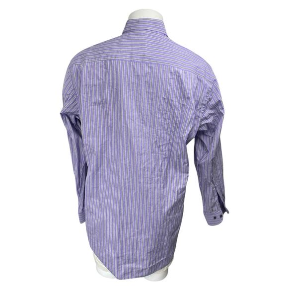 Paul Stuart Men's Purple Striped Collar Long Sleeve Button Down Pocket Shirt XL - Picture 2 of 3